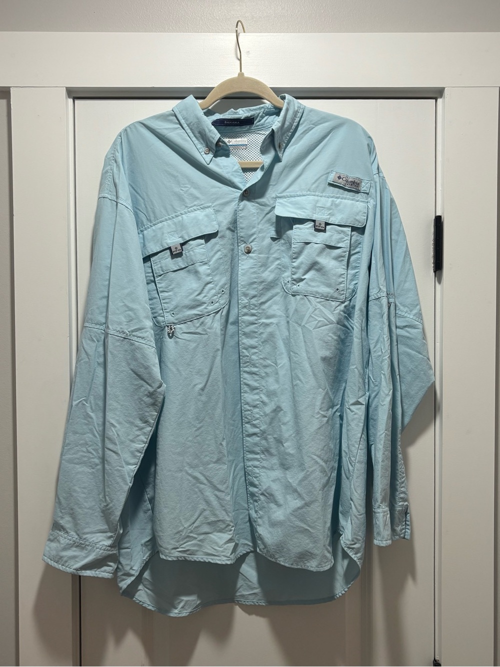 Columbia Light Blue Long-Sleeve Outdoor Fishing Shirt